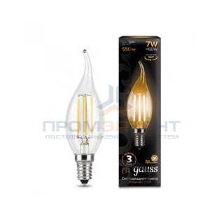 Лампа Gauss Filament Свеча на ветру 7W 550lm 2700К Е14 LED 1/10/50