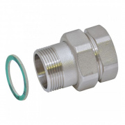 Соединение быстроразъемое (американка) латунное STOUT - 1" (ВР/НР,никель,уплотнение по плоскости)