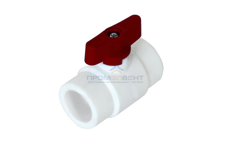 Кран шаровой мини KALDE - 20 (для полипропиленовых труб под пайку, ручка-бабочка красная)