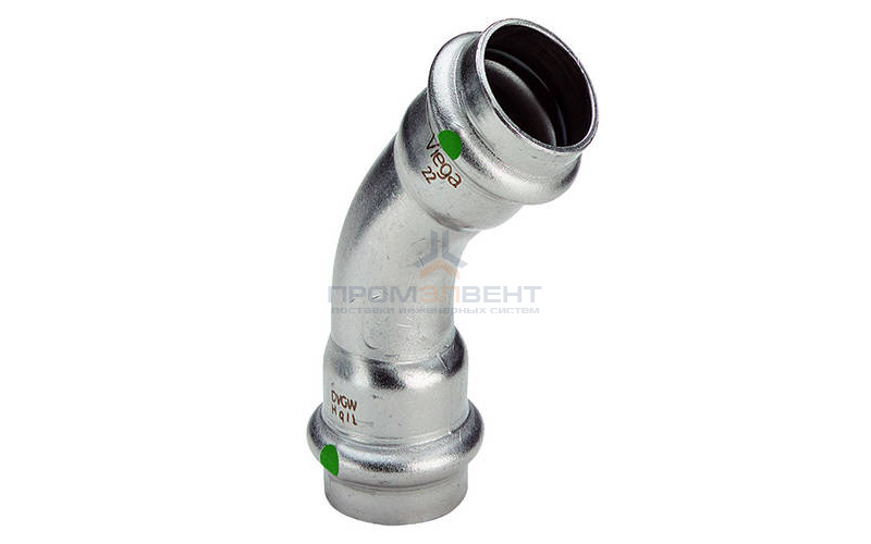 Отвод 45° Viega Sanpress Inox 2326 - 54 (нержавеющая сталь)