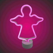12-71 Светодиодный настольный неоновый светильник "Ангел", 3Вт, питание 3*АА, цвет свечения розовый, размеры: 235 х 85 х 300 мм