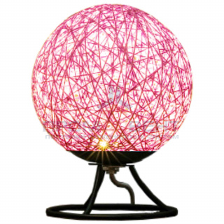 12-84 Светодиодный ночник из ротанга, 220В, 2Вт, 6 диодов, 3200K, 200Лм, 15*15*18см, розовый