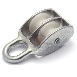 Блок для троса двойной 25мм нейлоновый шкив (трос 7мм) оцинкованный
