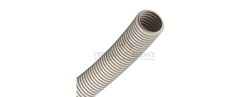 Труба ПВХ гибкая гофр. д.40мм, лёгкая без протяжки, цвет серый [бухта 50м]