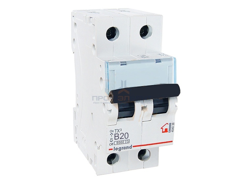 Автоматический выключатель Legrand TX3 B20A 2П 6kA (автомат)