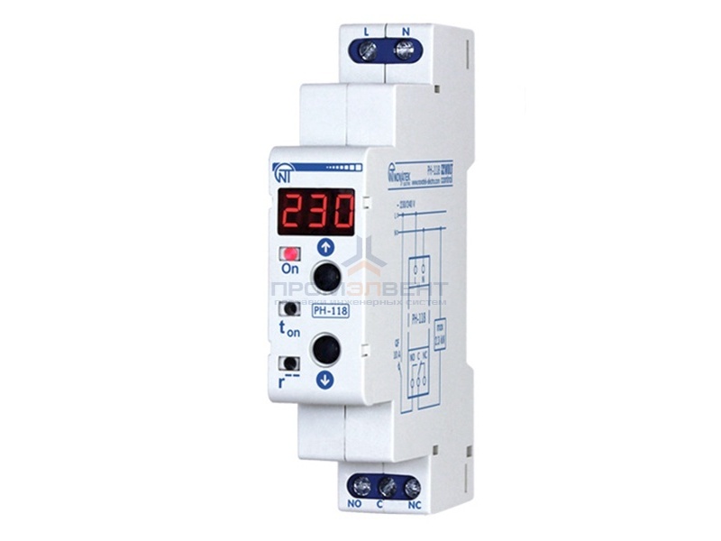 Однофазное реле контроля напряжения РН-118 10А на DIN-рейку